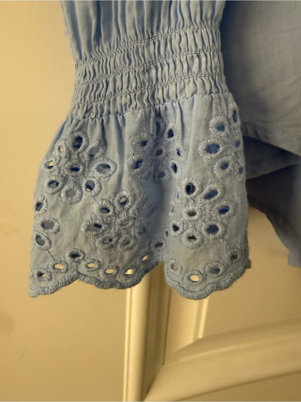 ME+EM Light Blue Eyelet Trim Long Sleeve Blouse Size 14 - Picture 3 of 10